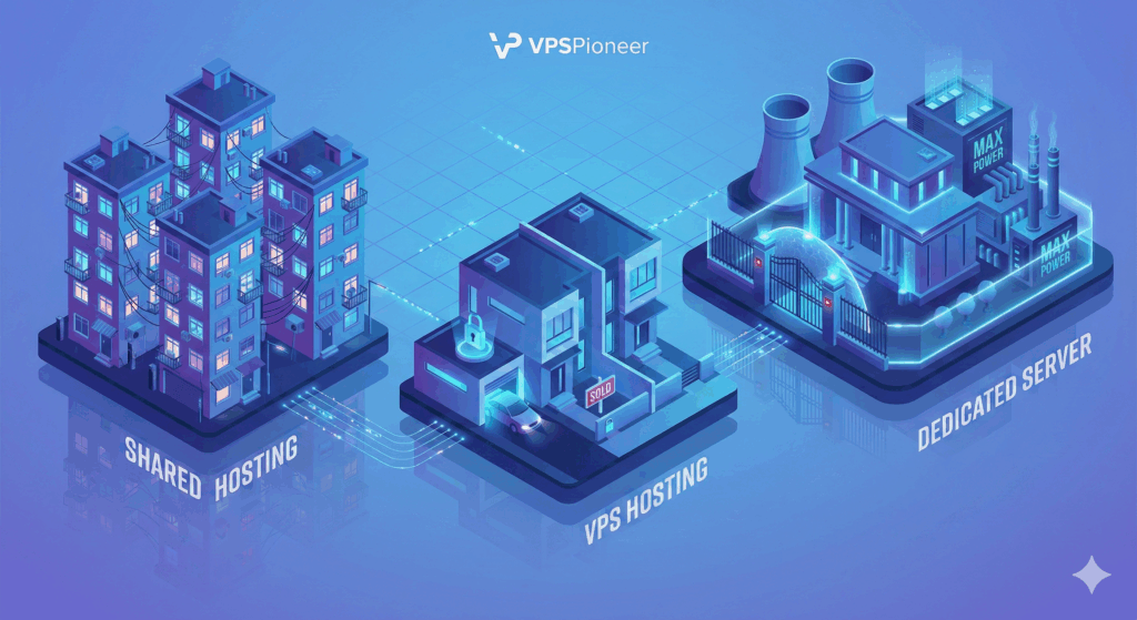 shared hosting vs vps hosting vs dedicated server